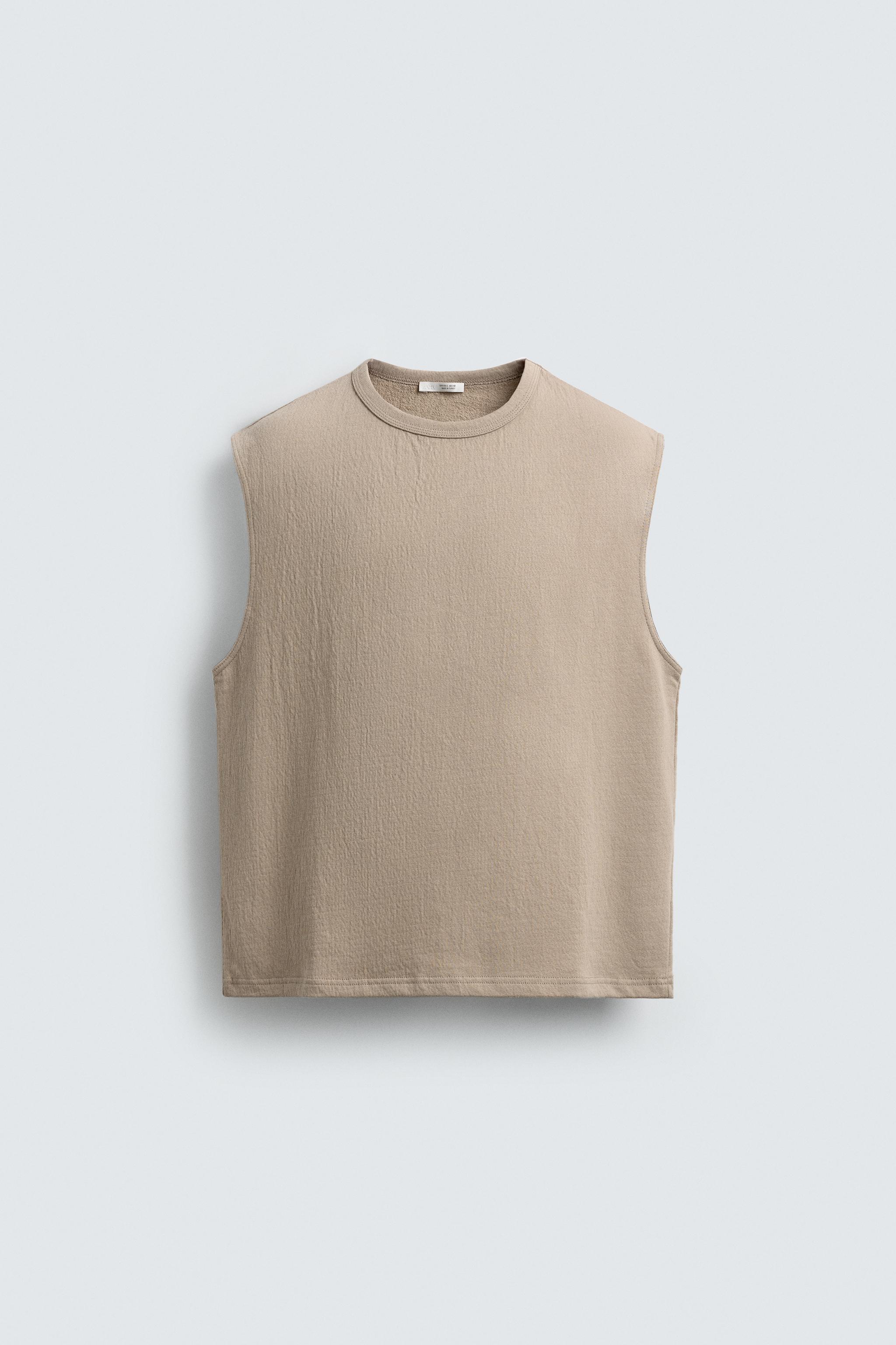 RELAXED FIT TEXTURED TANK SWEATSHIRT